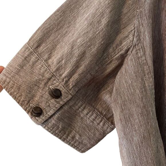 Sharagano brown linen cotton cropped short sleeve swing jacket 22W - Picture 7 of 13